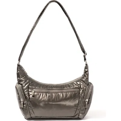 Baggallini Banana Sling Crossbody Shoulder Bag In Gunmetal Puff
