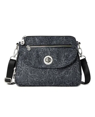 Baggallini Calais Travel Crossbody Bag In Midnight Blossom - Polyester