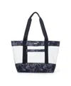 Baggallini Carry Away Clear Pouch Tote In Dark Gray Bloom