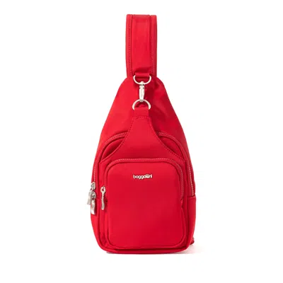 Baggallini Central Park Sling Bag In Crimson Red Twill