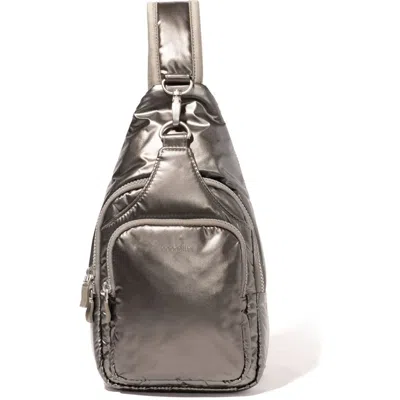 Baggallini Central Park Sling Bag In Gunmetal Puff