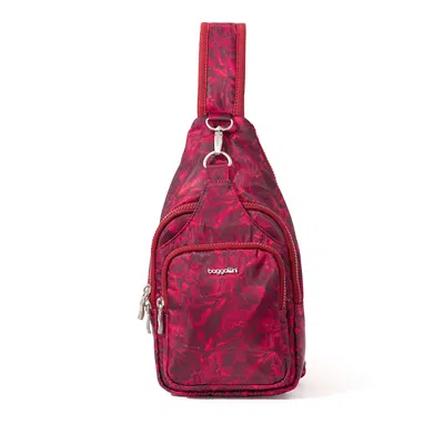 Baggallini Central Park Sling Bag In Red Divine Rose