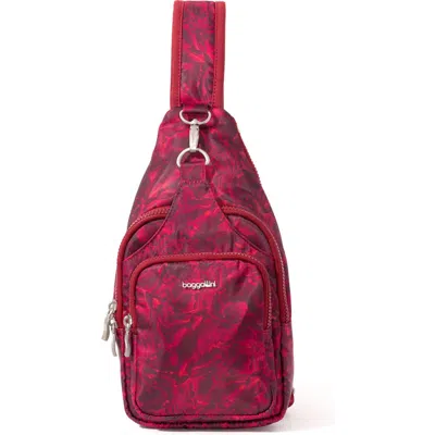 Baggallini Central Park Sling Bag In Red Divine Rose