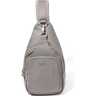 Baggallini Central Park Sling Bag In Steel Grey Twill