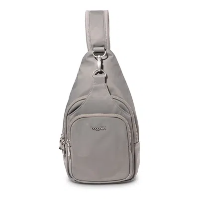 Baggallini Central Park Sling Bag In Steel Grey Twill