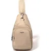 Baggallini Central Park Sling Bag In Taupe Twill