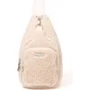 Baggallini Central Park Sling Bag In Winter White Faux Shearling