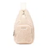 Baggallini Central Park Sling Bag In Winter White Faux Sherling