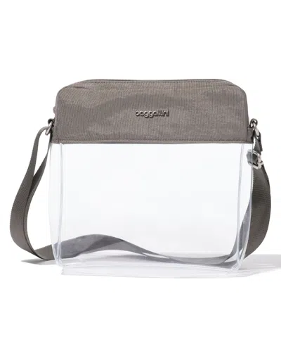 Baggallini Clear Stadium Crossbody In Sterling Shimmer