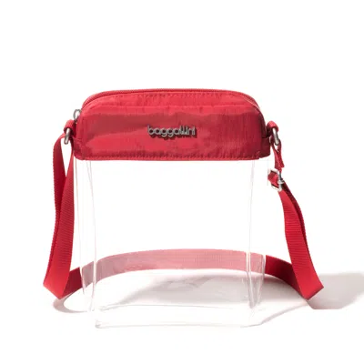 Baggallini Clear Stadium Explorer Crossbody In Red