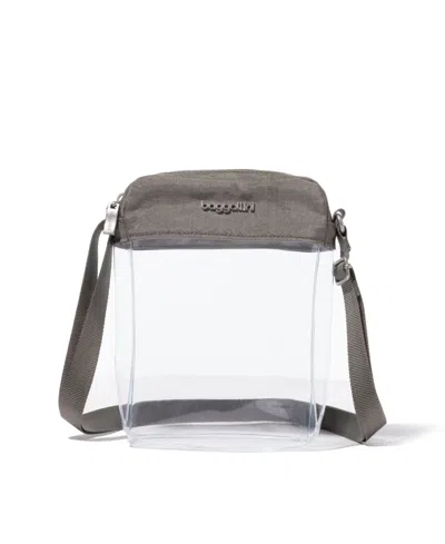 Baggallini Clear Stadium Explorer Crossbody In Sterling Shimmer