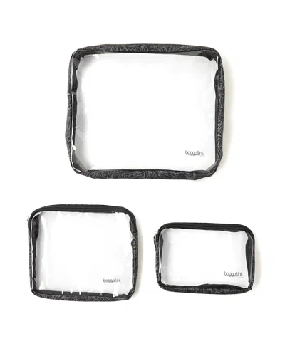 Baggallini Clear Travel Pouches 3 Piece Set Cosmetic Toiletry Bags In Multi