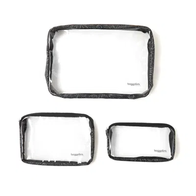 Baggallini Clear Travel Pouches 3 Piece Set Cosmetic Toiletry Bags In Transparent