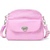 Baggallini Coastal Flip Lock Crossbody Bag In Hibiscus Pink