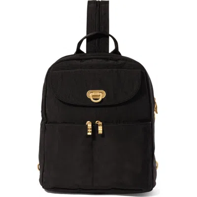 Baggallini Coastal Flip Lock Day Pack In Black W/gold Hardware