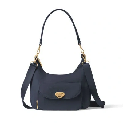 Baggallini Coastal Flip Lock Half Moon Bag In Black