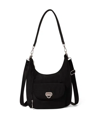 Baggallini Coastal Flip Lock Half Moon Bag In Black