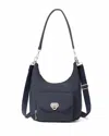 Baggallini Coastal Flip Lock Half Moon Bag In Blue