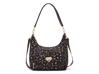 Baggallini Coastal Flip Lock Half Moon Bag Cross Body Handbags Ganache Cheetah Gold Hardware: One Size In Brown