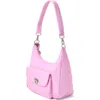 Baggallini Coastal Flip Lock Half Moon Bag In Hibiscus Pink