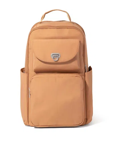 Baggallini Coastal Flip Lock Laptop Backpack In Brown