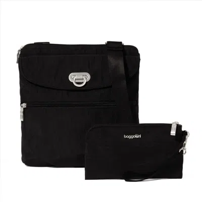 Baggallini Coastal Flip Lock Slim Crossbody In Black