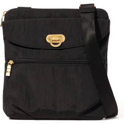 Baggallini Coastal Flip Lock Slim Crossbody In Black W/gold Hardware