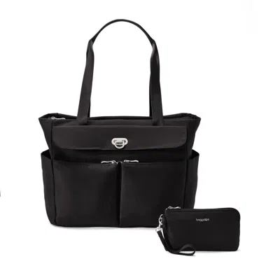 Baggallini Coastal Flip Lock Tote Bag In Black