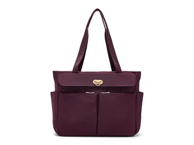 Baggallini Coastal Flip Lock Tote Handbags Jam With Gold Hardware, Nylon