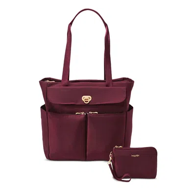 Baggallini Coastal Flip Lock Tote In Jam W/ Gold Hardware