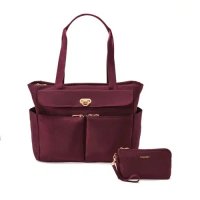 Baggallini Coastal Flip Lock Tote In Red