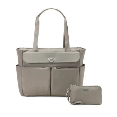 Baggallini Coastal Flip Lock Tote In Gray