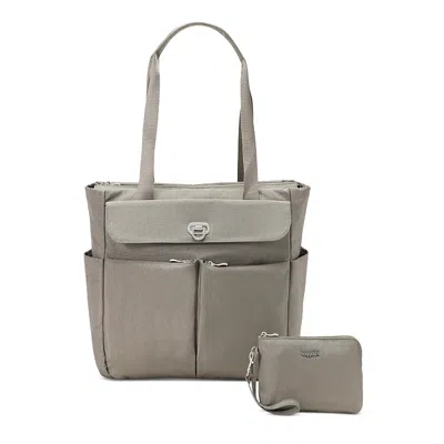 Baggallini Coastal Flip Lock Tote In Sterling Shimmer