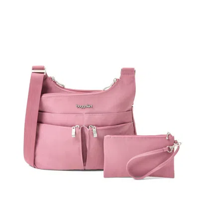 Baggallini Cross Over Crossbody In Pink