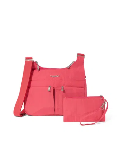 Baggallini Cross Over Crossbody Bag In Flamingo