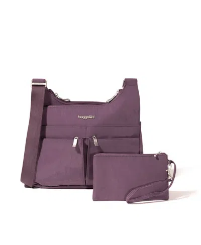 Baggallini Cross Over Crossbody Bag In Misty Purple