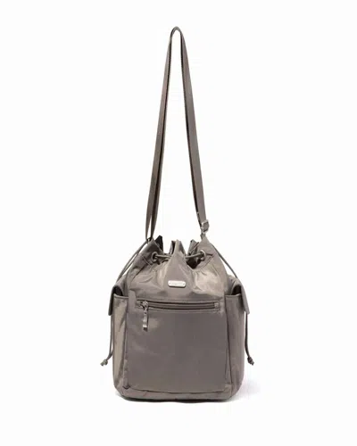 Baggallini Drawstring Crossbody Bag In Silver