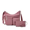 Baggallini Everywhere Small Bag With Rfid Wristlet In Pink