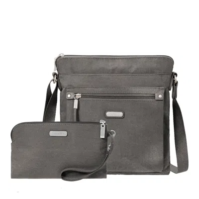 Baggallini Go Bagg Crossbody Bag With Rfid Wristlet In Grey