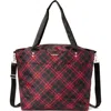 Baggallini Large Carryall  Crossbody Tote Bag In Crimson Tartan