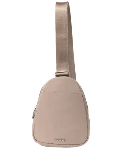 Baggallini Mini Double Zip Sling Bag In Brown