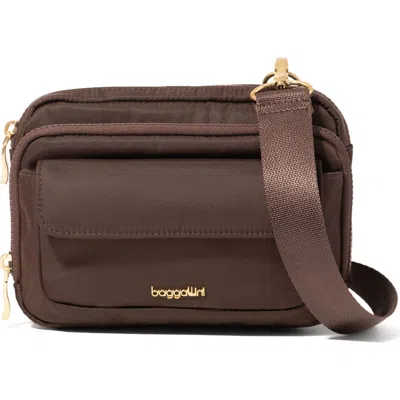Baggallini Modern Double Zip Crossbody Bag In Brown