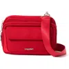 Baggallini Modern Double Zip Crossbody Bag In Crimson Red Twill