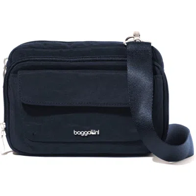 Baggallini Modern Double Zip Crossbody Bag In French Navy Twill