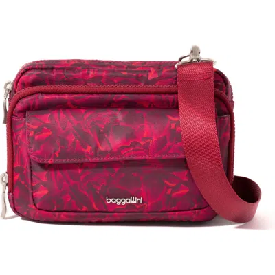 Baggallini Modern Double Zip Crossbody Bag In Red Divine Rose