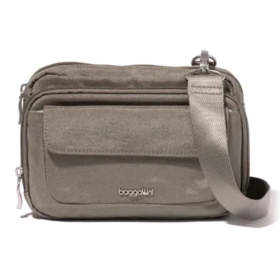 Baggallini Modern Double Zip Crossbody Bag In Sterling Shimmer