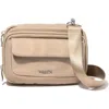 Baggallini Modern Double Zip Crossbody Bag In Taupe Twill