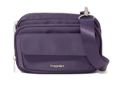 Baggallini Modern Double Zip Crossbody Cross Body Handbags Deep Grape Twill: One Size In Purple