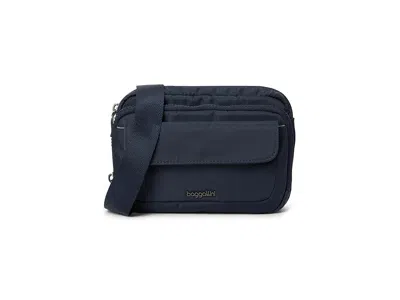 Baggallini Modern Double Zip Crossbody Cross Body Handbags French Navy Twill: One Size In Blue
