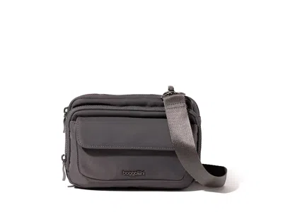 Baggallini Modern Double Zip Crossbody Cross Body Handbags Smoke Twill: One Size In Gray